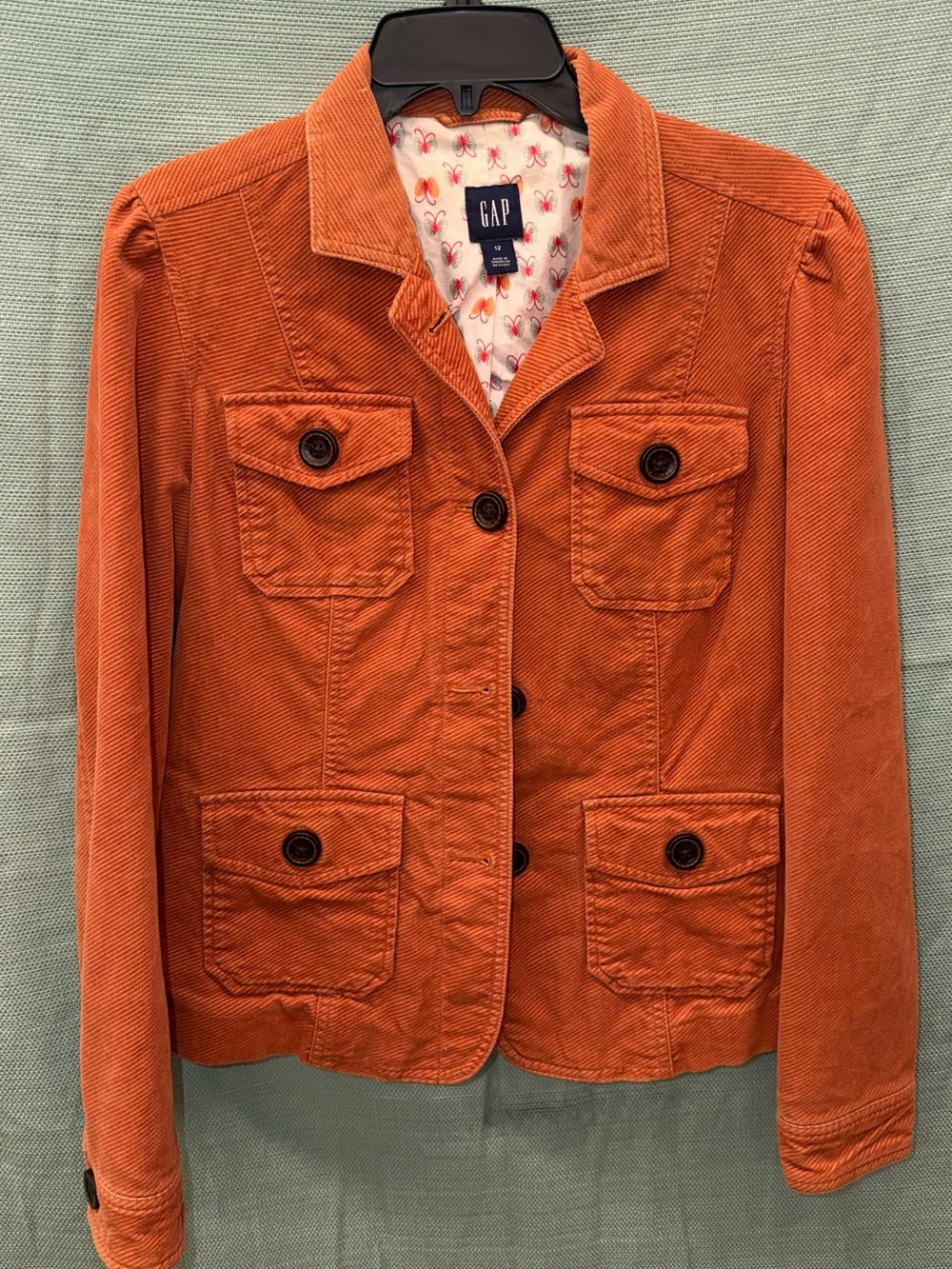 GAP Women's Rust Orange Corduroy Button Jacket